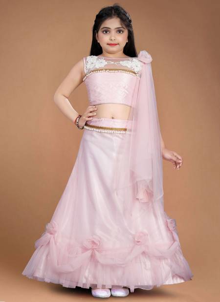 Pink Colour Aaradhna 22 New Designer Festive Wear Heavy Net Latest Kids Lehenga Collection 196